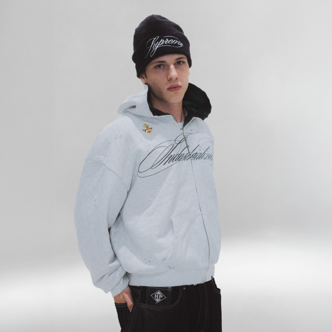 REVERSIBLE PLAID ZIP-UP - WHITE