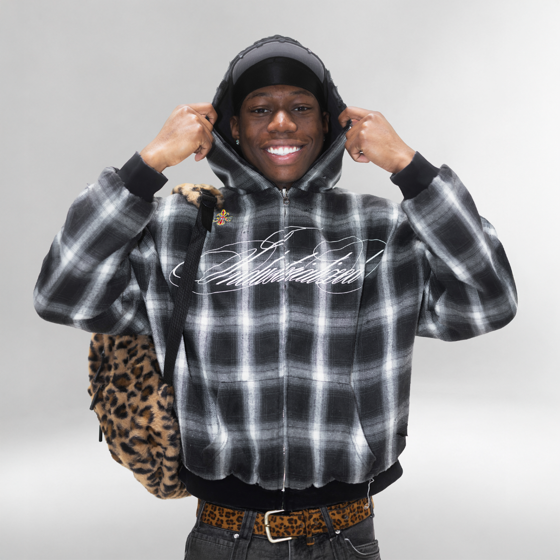 REVERSIBLE PLAID ZIP-UP - BLACK